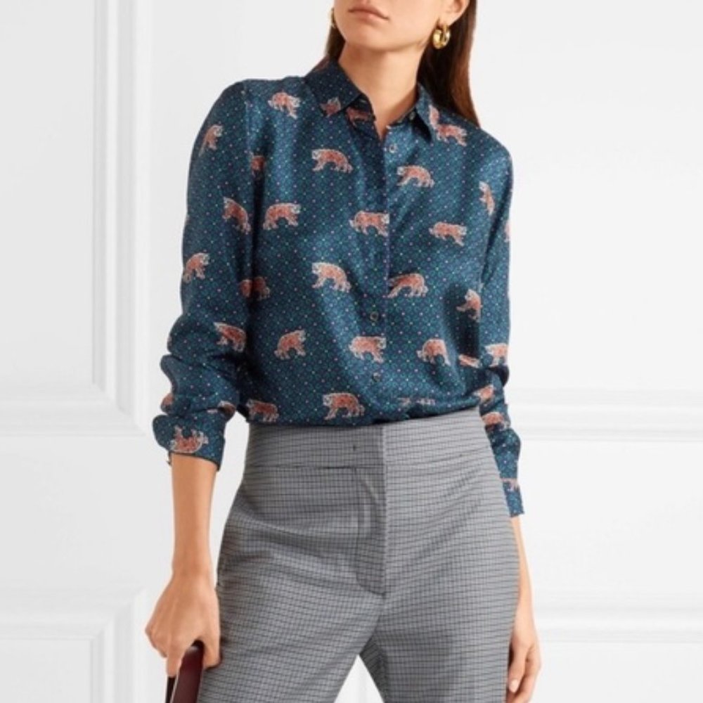 J.Crew Printed Silk-Twill button-up Shirt in Tiger Print